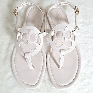 Coach Jaci Miller Leather Sandals Chalk Size 7.5